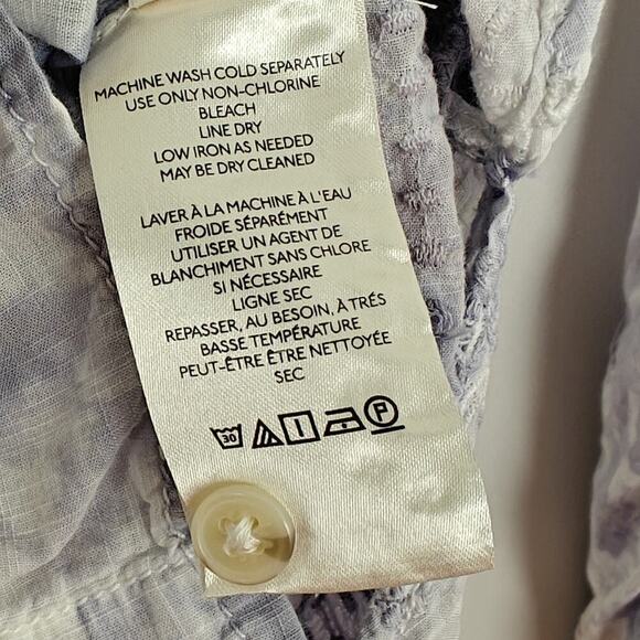 Anthropologie Pilcro Cate Tie Dye Eyelet Button Front Shirt Size XS Blue Purple - Picture 11 of 11